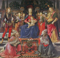 Madonna und Kind mit den Heiligen Justus, Zenobius und den Erzengeln Michael und Raphael, ca. 1484